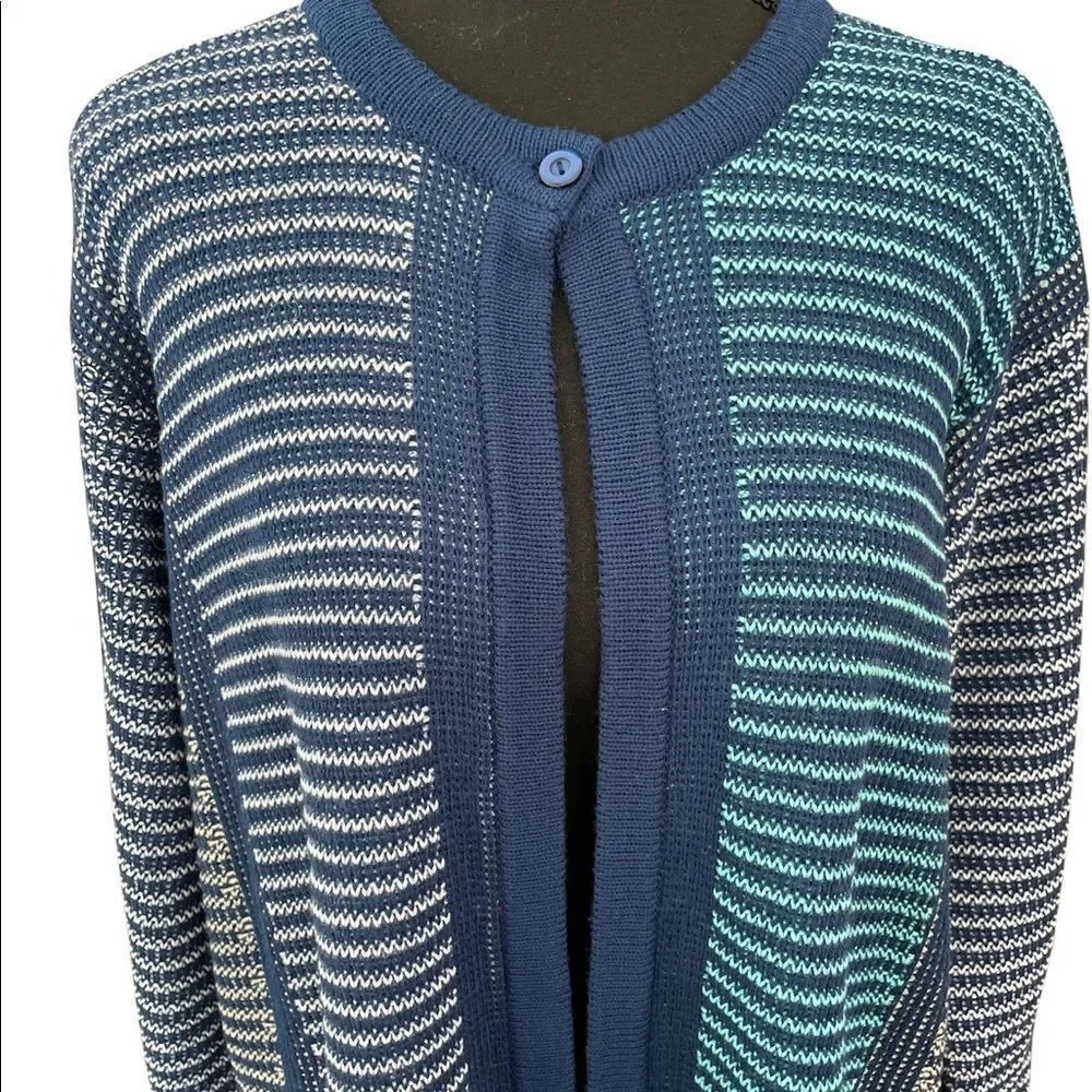Anthony Richards 1 button long sleeved striped knit duster length cardigan, 1X